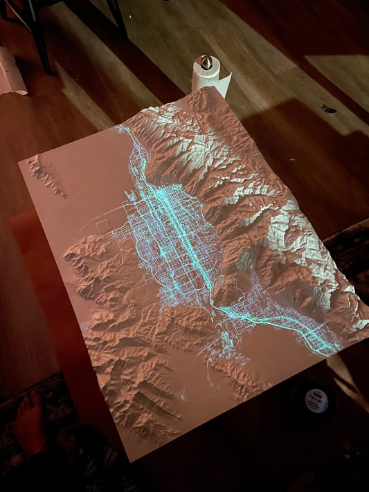 Salt Lake County Glow-in-the-Dark 3D Map