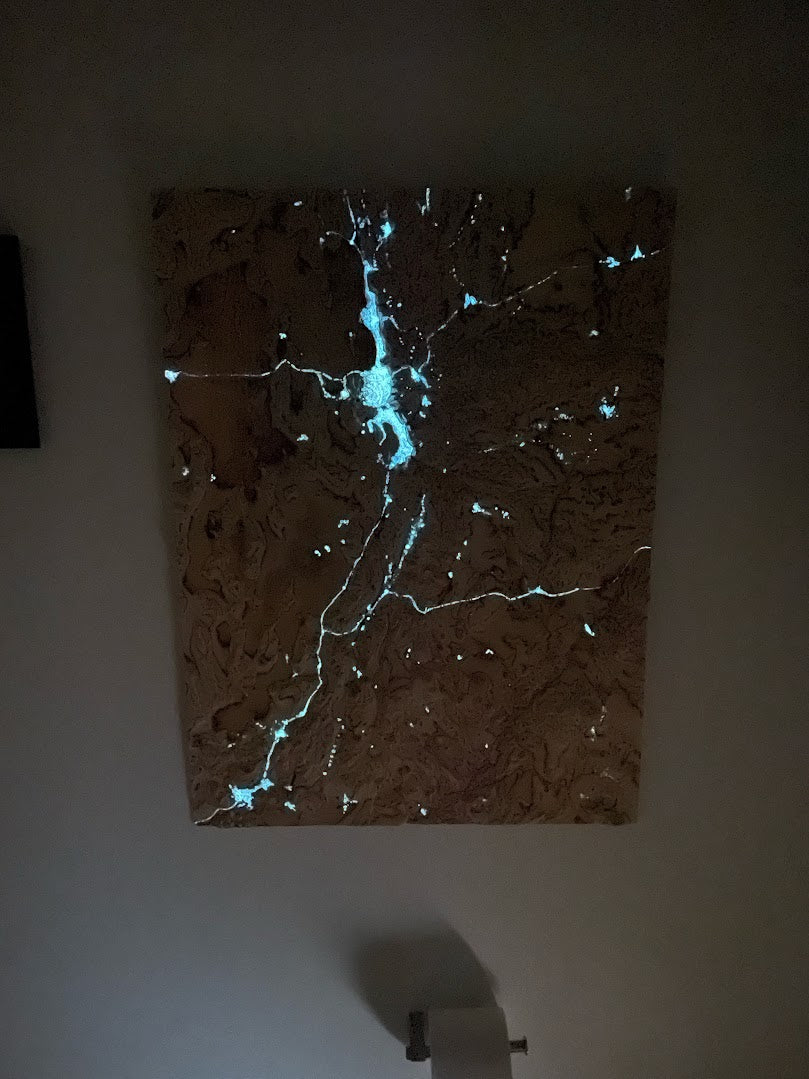 Glow-in-the-Dark Utah CNC'd 3D Map